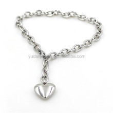 Yudan Jewelry Manufacturer Custom Stainless steel heart charm bracelet for women